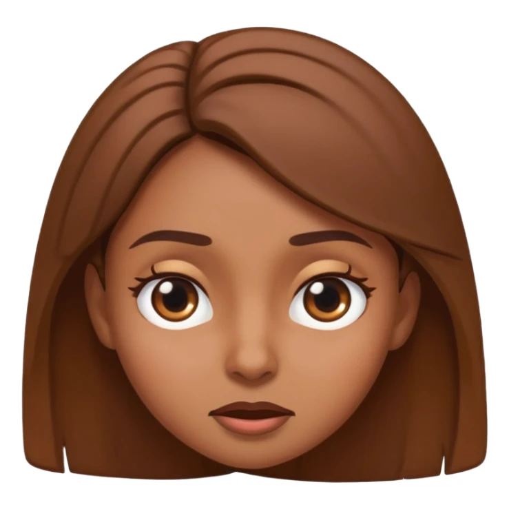 brown-skinned girl emoji rolling her eyes, expressive face, head slightly tilted, unimpressed, simple cartoon style sticker