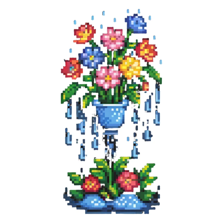 April month symbol with spring flowers and rain sticker