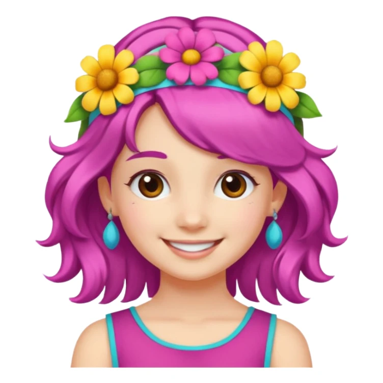 girl with flower hair band  sticker