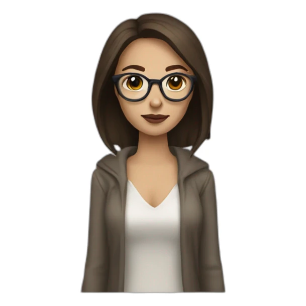 A women Sith glases and Brown hair and withe skin sticker