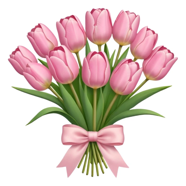 light pink tulip bouquet with light pink bow sticker