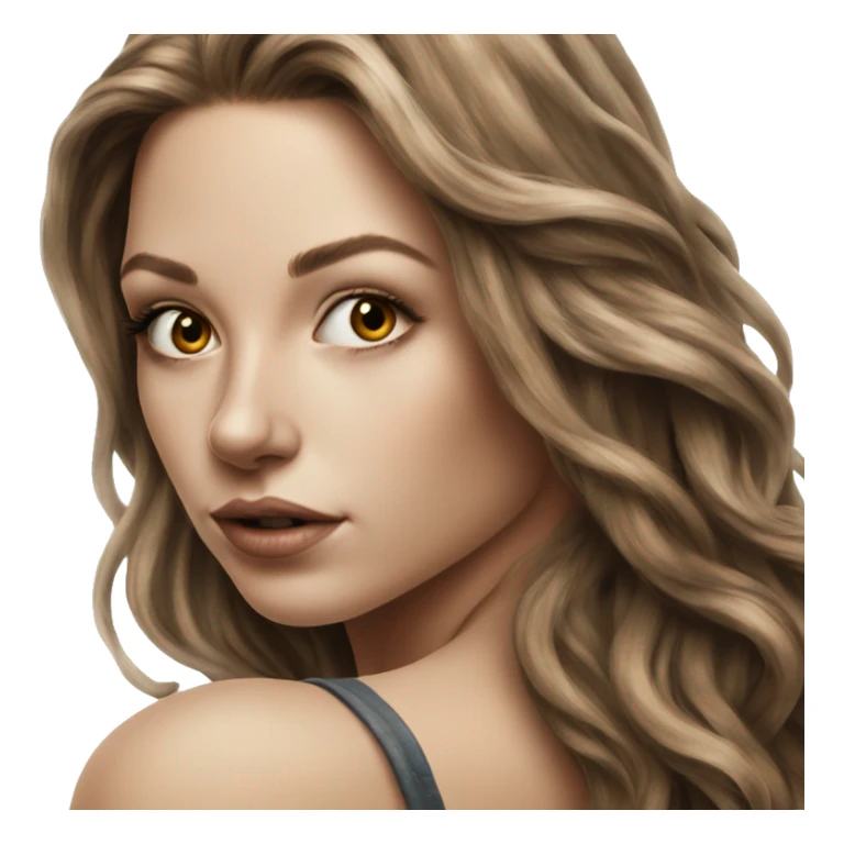 Hyperrealistic beautiful white girl tattoo with long brown hair  sticker