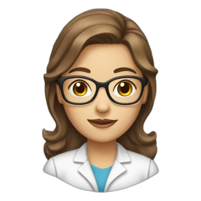 chemist female brown hair light skin with glasses sticker