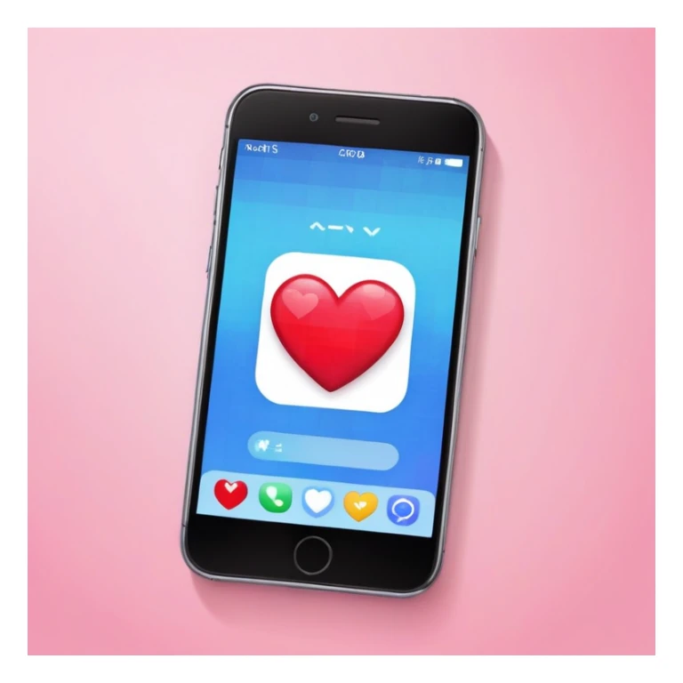 a phone showing a room on its screen with a heart sticker