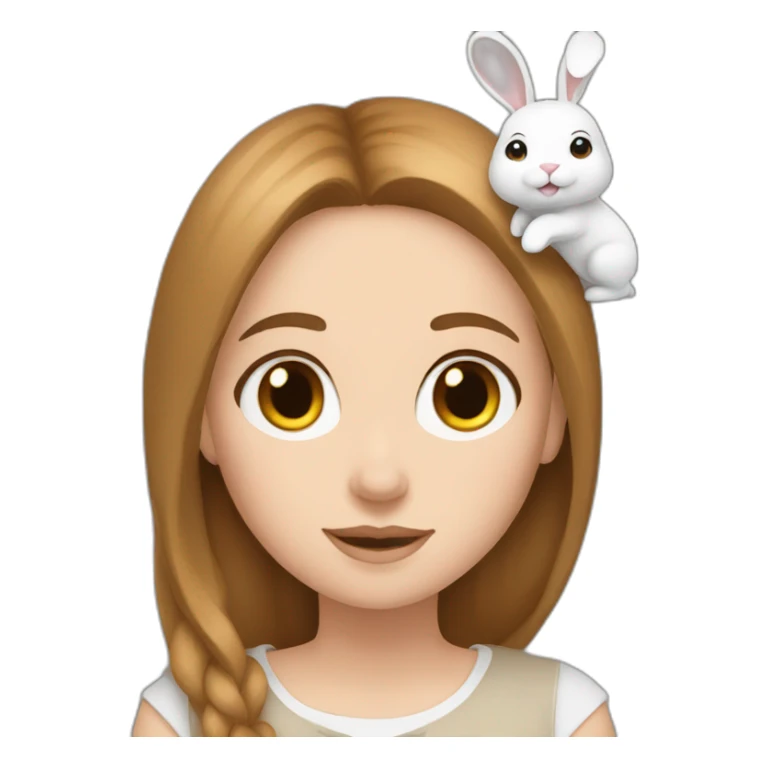 two white girls with brown hair and one white rabbit sticker