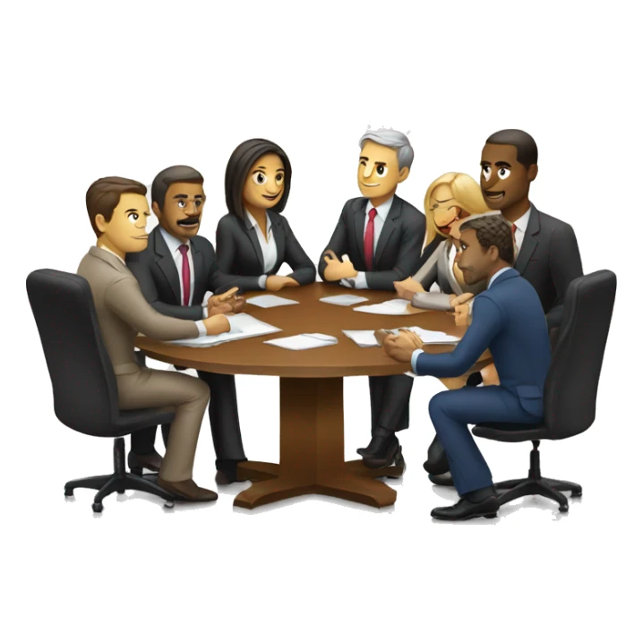 Group of business people sitting around a big table sticker
