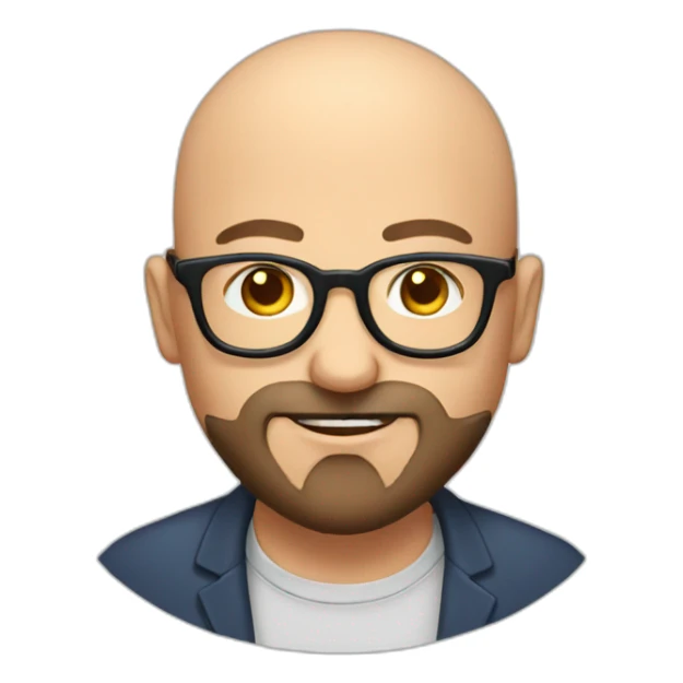 bald man with glasses and beard eating a cutlet sticker