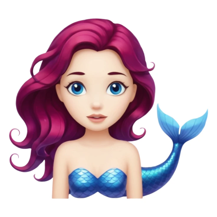 White brunette hair mermaid  sticker