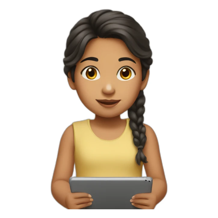 Little Latino girl with an ipad sticker