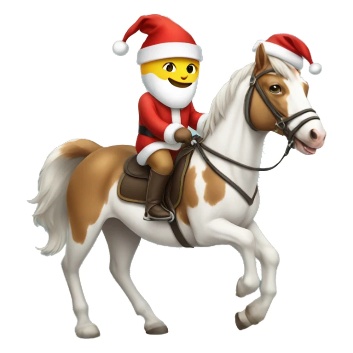 cat wearing a santa hat riding a horse sticker