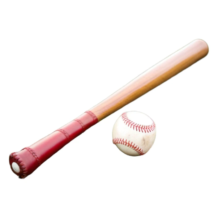 A baseball bat, ball, and glove placed on the grass of a baseball field, with the diamond and base lines clearly visible in the background. The scene captures the essence of the sport, with the equipment ready for action on the neatly marked field. sticker