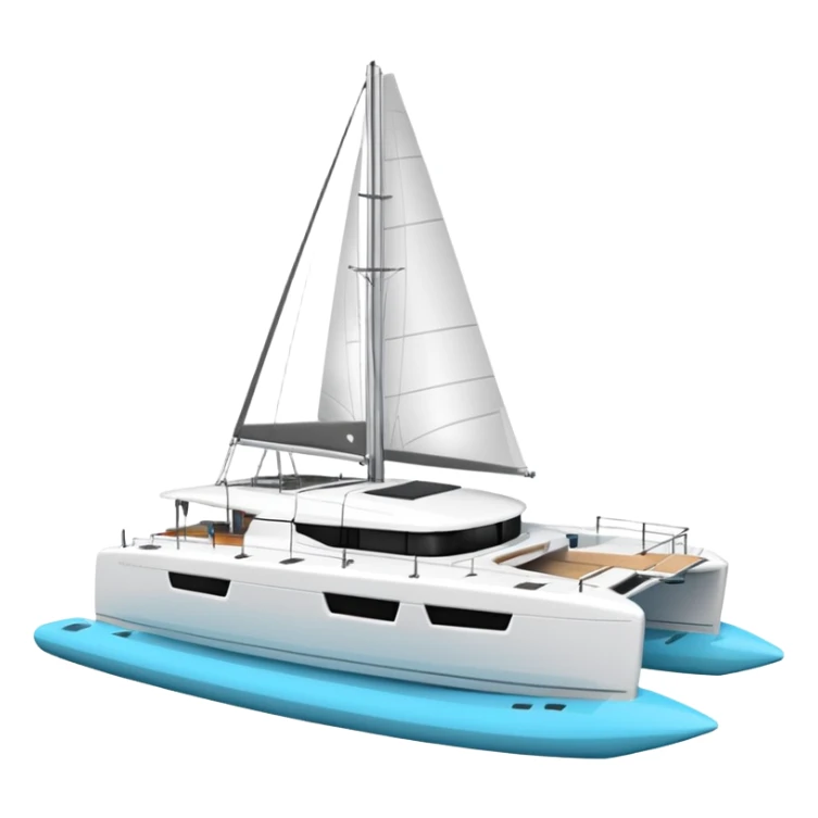 A lagoon 42 catamaran with no wording or letters on the boat. In a solid white background. The whole boat is in frame sticker