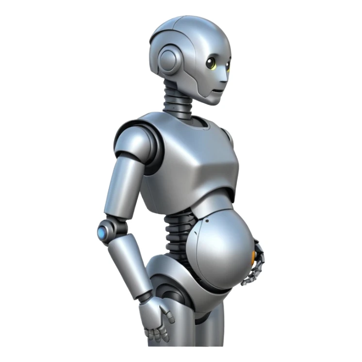 Pregnant male robot. Profile view. Facing left. sticker
