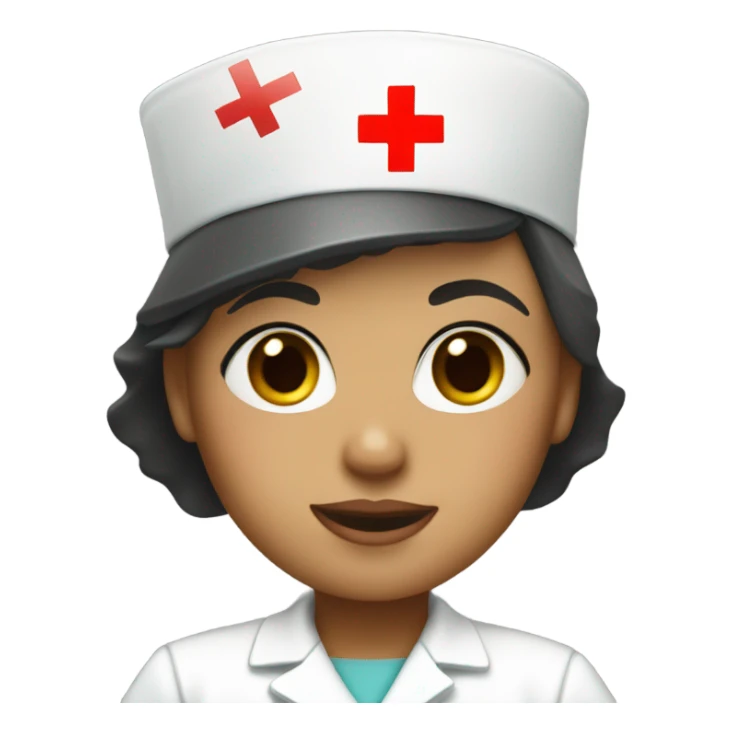 short hair female nurse with red cross sign hat  sticker