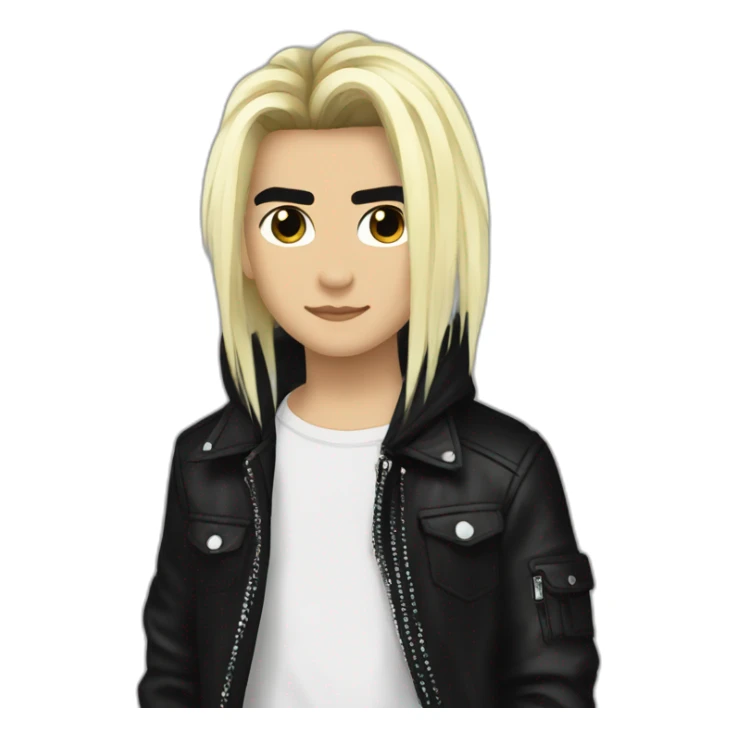 Bill Kaulitz black hair down with blonde highlights emo sticker