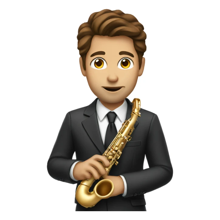 man with brown hair in a suit playing saxophone  sticker