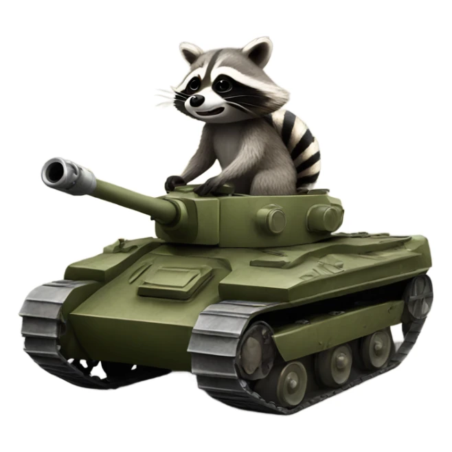 Raccoon riding a tank sticker