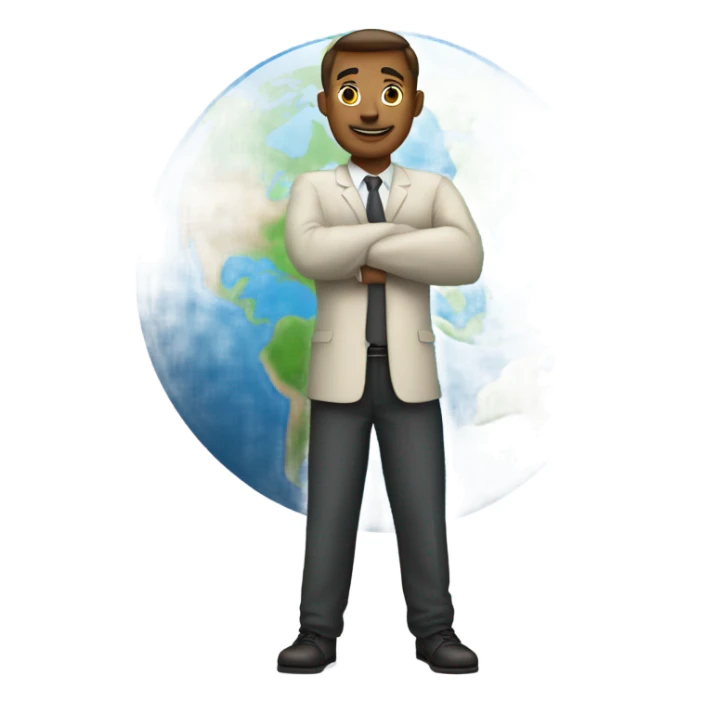man standing on top of earth sticker