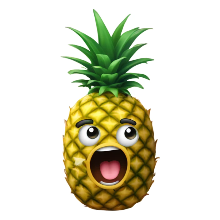 Pineapple with shocked face and arms and lega sticker
