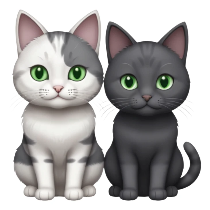 2 different coloured grey cats including one dark grey and white cat and one completely solid dark grey cat with green eyes and only white paws sticker