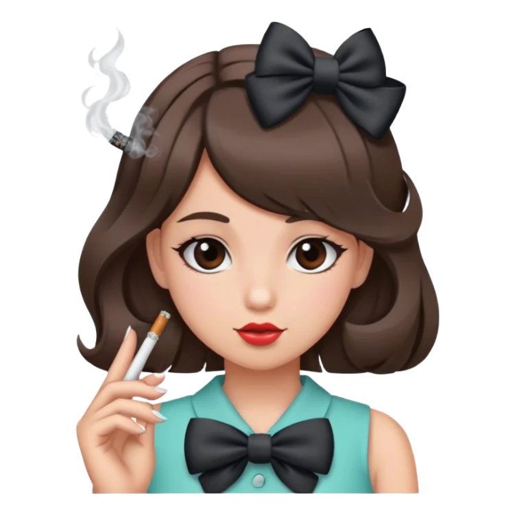 Girl with cigarette and hair bow  sticker