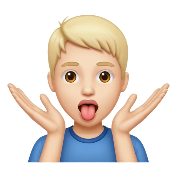 Two hands open and then a face with the tongue down sticker