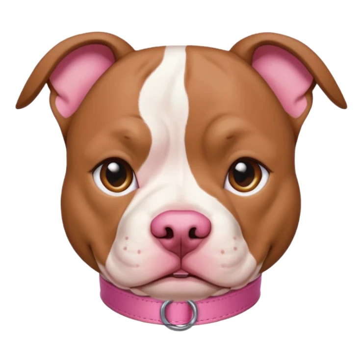  Brown and white pitbull with a pink color and eyebrows sticker