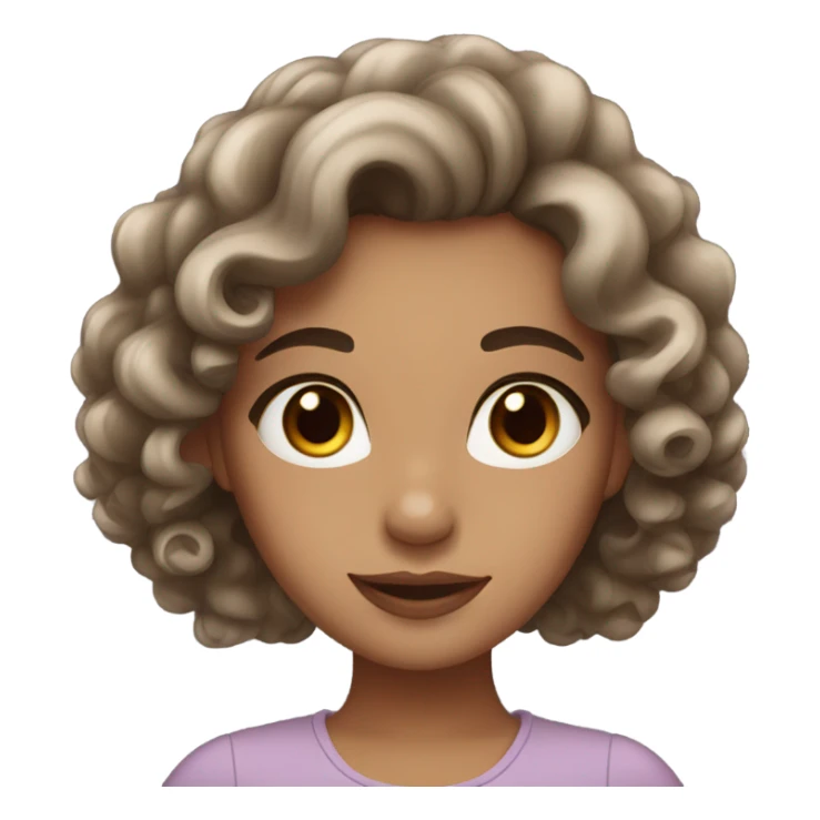 girl with curly brown hair and brown eyes with evening make-up sticker