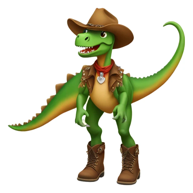 Dinosaur wearing western boots standing up sticker