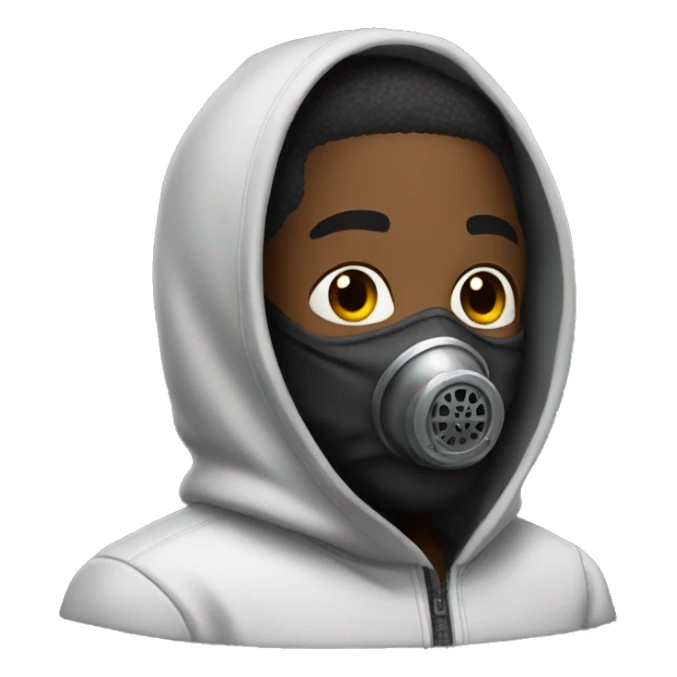 Black Man with hoodie and beard with gas mask sticker