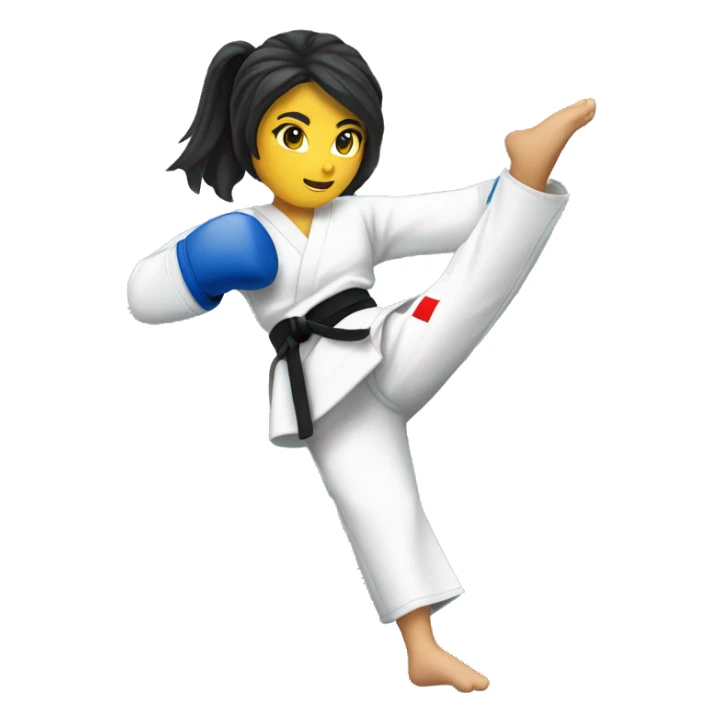 taekwondo blue belt female kick sticker