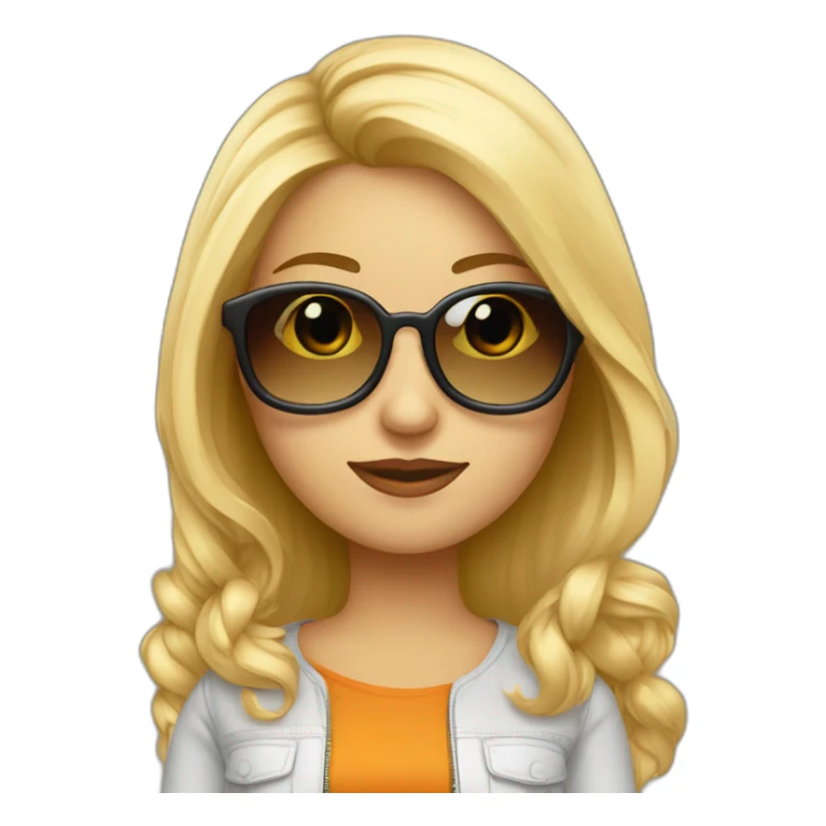 Mujer rubia pelo largo y cola alta y gafas sticker