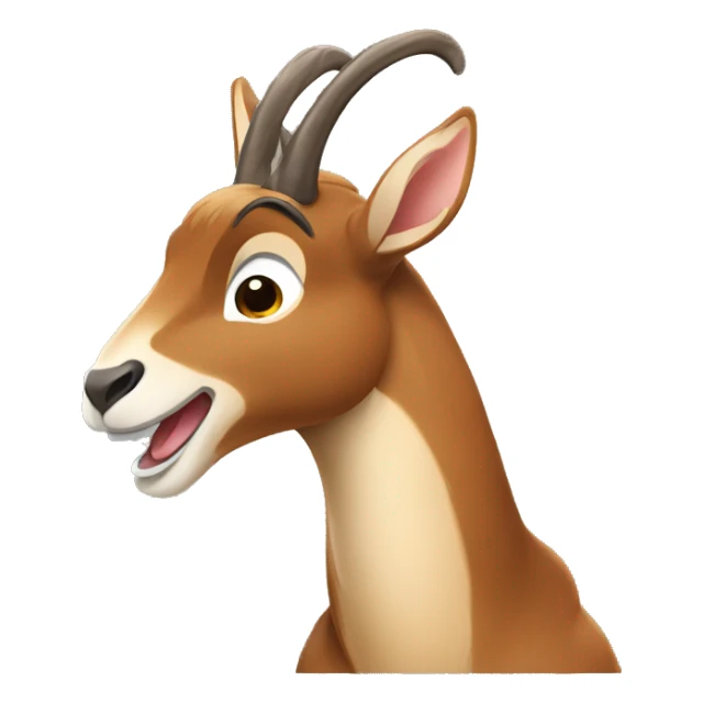 happy smiling brown chamois pointing to the left with his hoof sticker