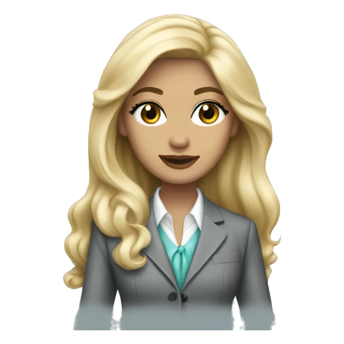 Blonde long hair Tiffany diamond seller in a grey suit sticker
