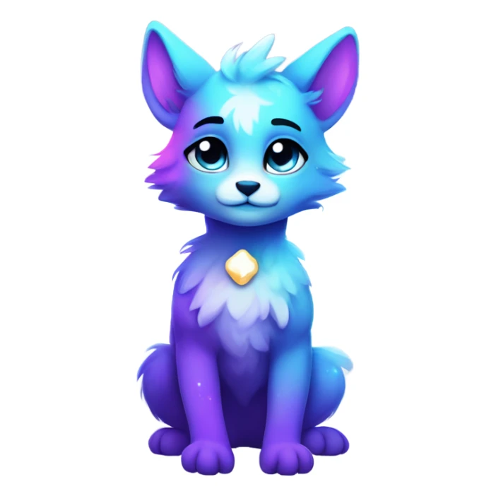 Adorable innocent cute gradient-Sparkle-nebula-fursona furry, full body sticker