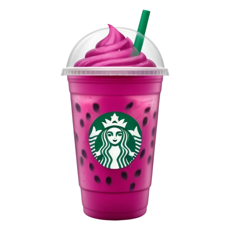Starbucks dark pink dragonfruit refresher. white opaque lid. starbucks logo. sticker