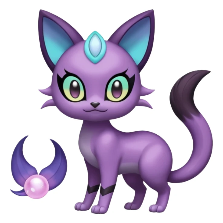 Smooth Soft Dark Pastel Meloetta-Purrloin-Gatomon-Noibat-Pokémon-Digimon-Fakémon-fusion-hybrid-creature sticker