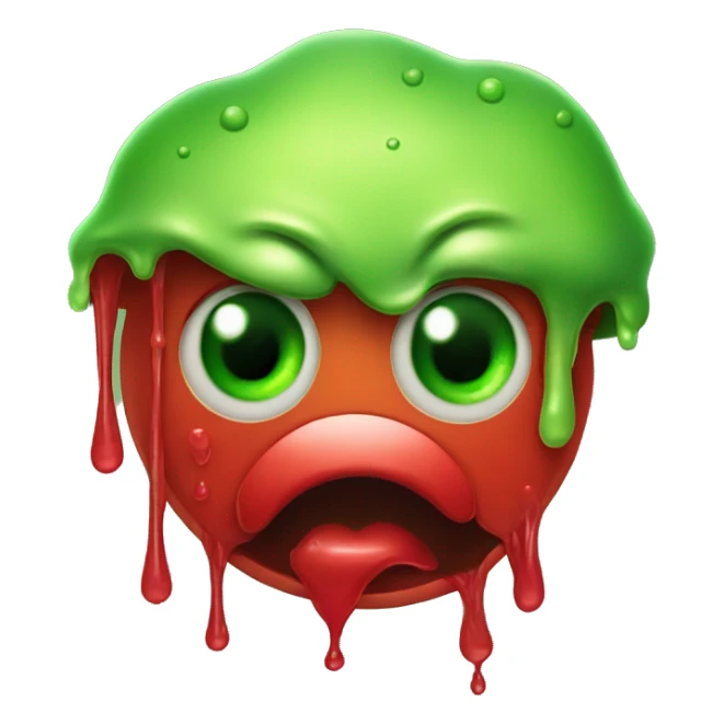 A green booger with red eyes dripping green slime sticker