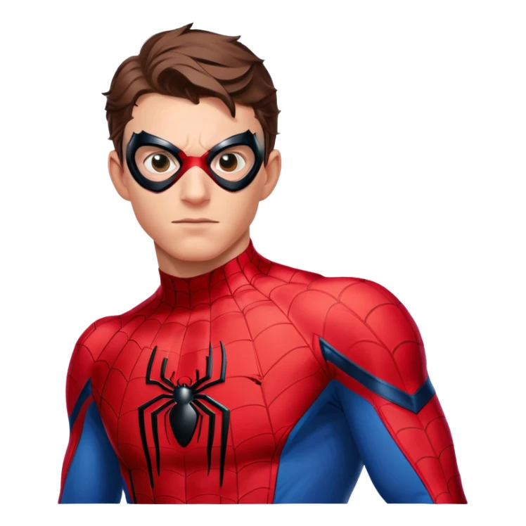Tom Holland as Spider-Man with mask half off sticker