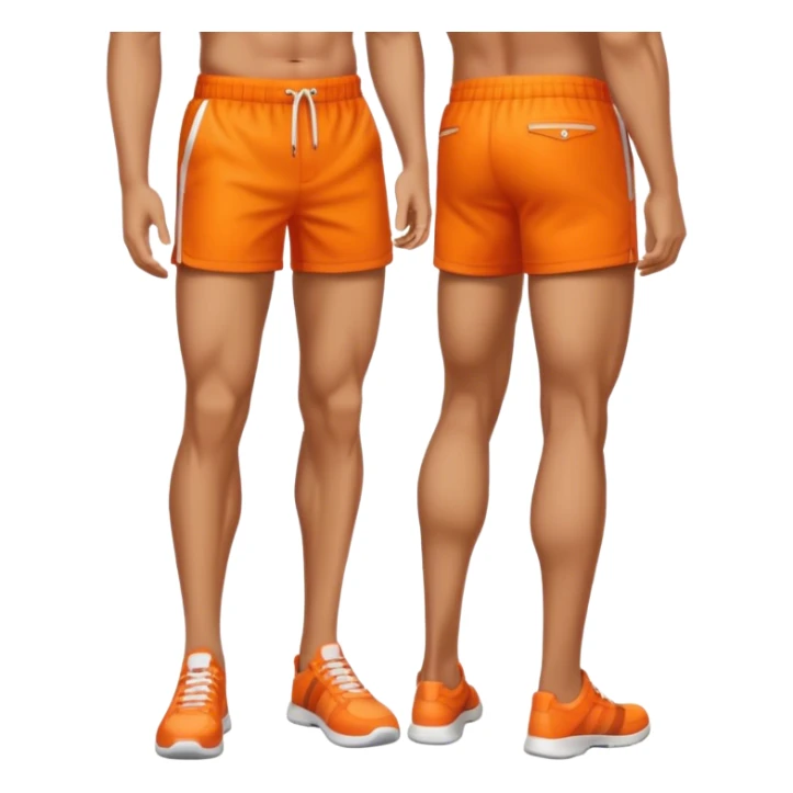 full male legs back with orange shorts sticker