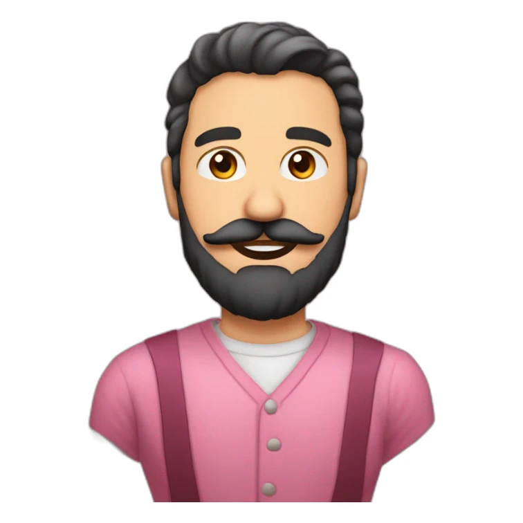 HOMBRE DE CABELLO LARGO AMARRADO CON BARBA LARGA Y BIGOTE VESTIDO DE ROSA sticker