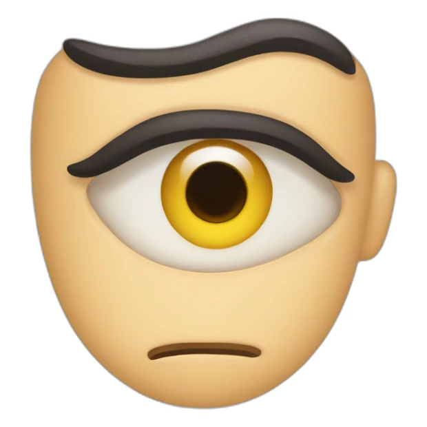 Emoji emoticon pulling with his finger one lower eyelid further down. Meaning alertness, be watchful, you do not fool me, my eye or disbelief gesture sticker