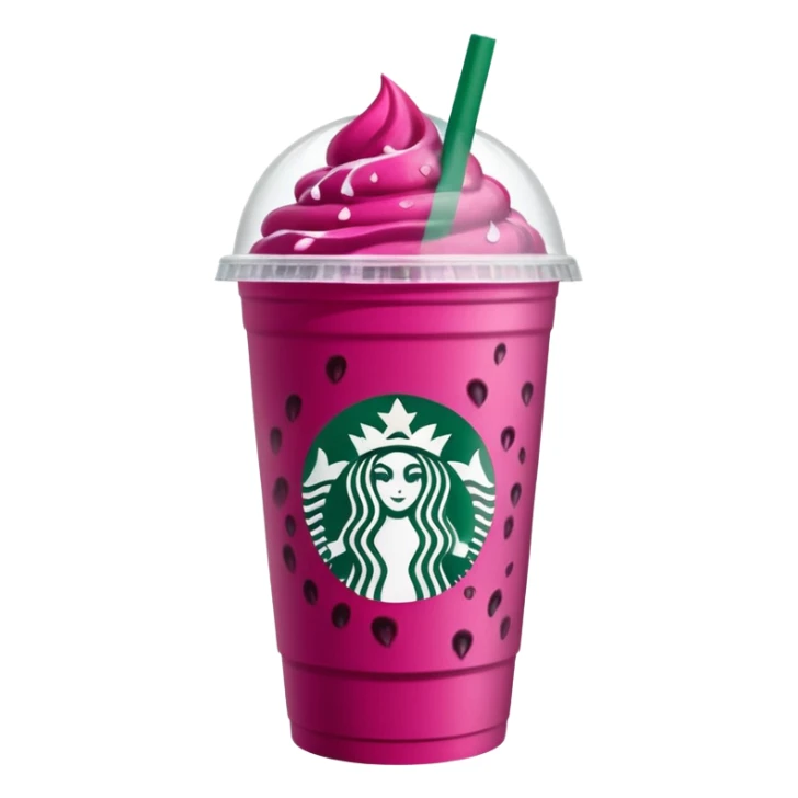 Starbucks dark pink dragonfruit refresher. lid. starbucks logo. sticker