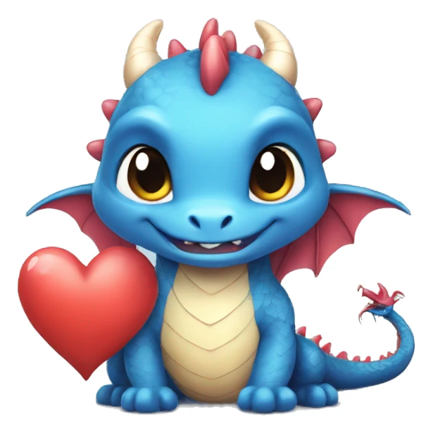 dragon cute little in love heart sticker