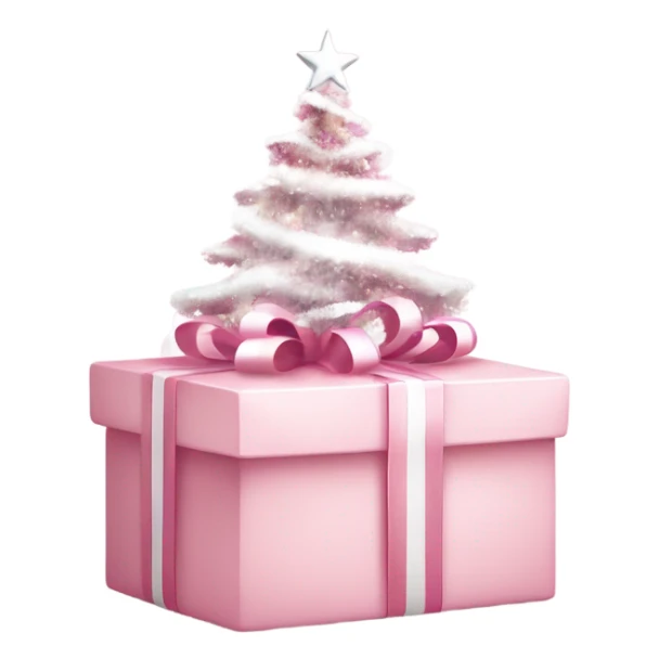 Light pink Christmas gifts under a white Christmas tree  sticker