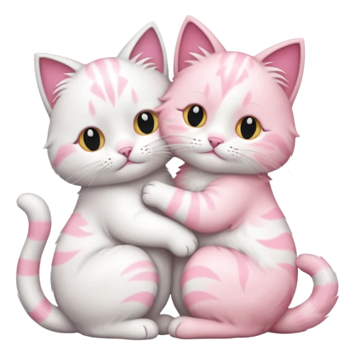 two white pink cats grooming each other sticker