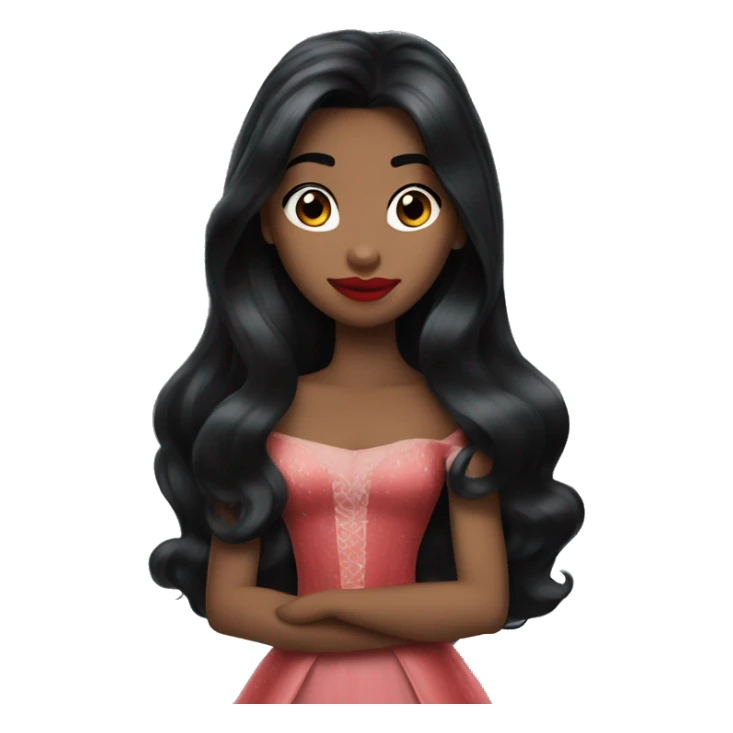Disney Princess Black Long hair red lips sticker