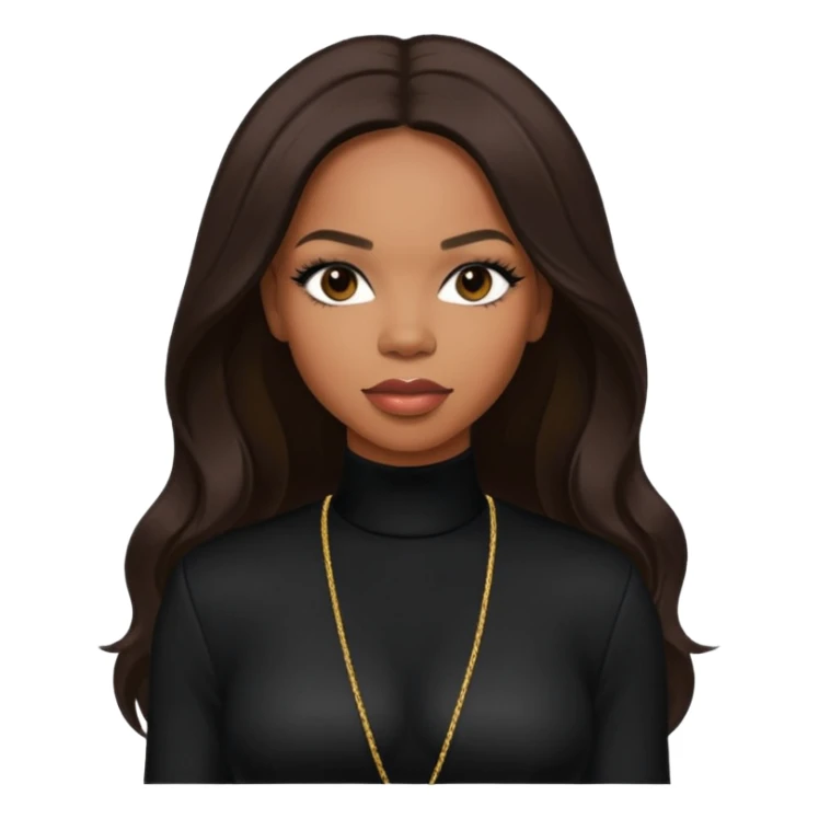 Tenitra Michelle Williams, R&B Singer (b.1979) from Destiny's Child with long dark brown hair, medium dark skin, black outfit sticker