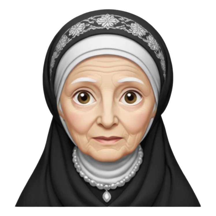 orthodox jewish woman with tichel kercheif circa. 1890 make into greyscale elderly sticker