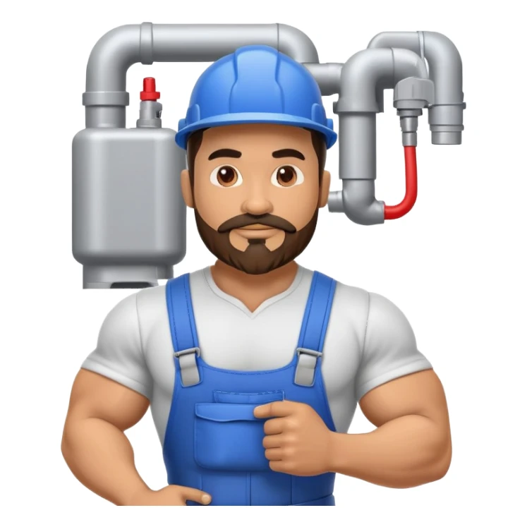 Hispanic HVAC technician with goatee beard as an action figure logo sticker